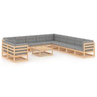 vidaXL 12-tlg. Garten-Lounge-Set mit Kissen Kiefer Massivholz