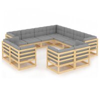 vidaXL 11-tlg. Garten-Lounge-Set mit Kissen Kiefer...