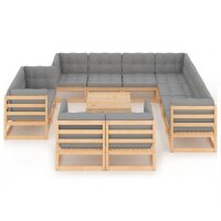 vidaXL 12-tlg. Garten-Lounge-Set mit Kissen Kiefer Massivholz