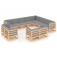 vidaXL 12-tlg. Garten-Lounge-Set mit Kissen Kiefer Massivholz