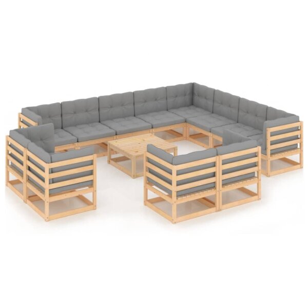 vidaXL 13-tlg. Garten-Lounge-Set mit Kissen Kiefer Massivholz