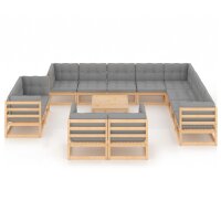 vidaXL 13-tlg. Garten-Lounge-Set mit Kissen Kiefer Massivholz