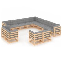 vidaXL 13-tlg. Garten-Lounge-Set mit Kissen Kiefer Massivholz