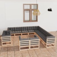 vidaXL 13-tlg. Garten-Lounge-Set mit Kissen Kiefer Massivholz