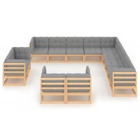 vidaXL 13-tlg. Garten-Lounge-Set mit Kissen Kiefer Massivholz