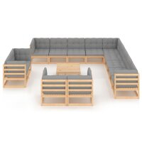 vidaXL 14-tlg. Garten-Lounge-Set mit Kissen Kiefer Massivholz