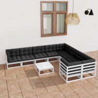 vidaXL 10-tlg. Garten-Lounge-Set mit Kissen Weiß...