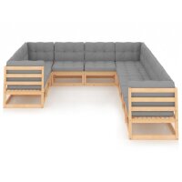 vidaXL 10-tlg. Garten-Lounge-Set mit Kissen Kiefer...