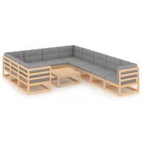 vidaXL 11-tlg. Garten-Lounge-Set mit Kissen Kiefer Massivholz