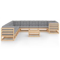 vidaXL 11-tlg. Garten-Lounge-Set mit Kissen Kiefer Massivholz