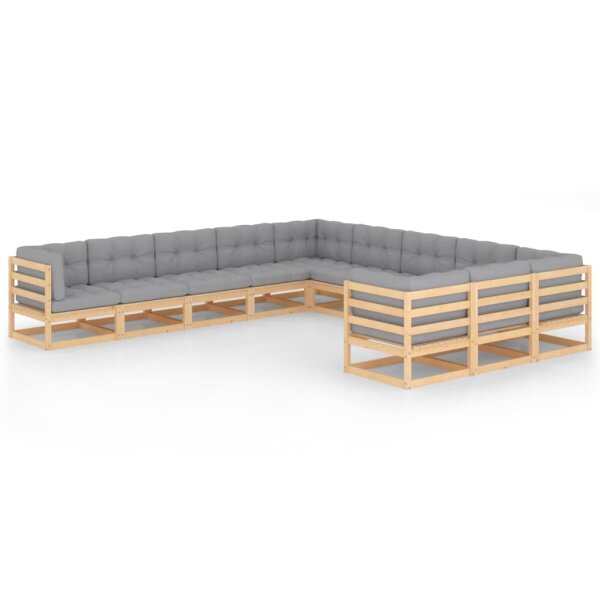 vidaXL 11-tlg. Garten-Lounge-Set mit Kissen Kiefer Massivholz