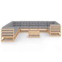 vidaXL 12-tlg. Garten-Lounge-Set mit Kissen Kiefer Massivholz