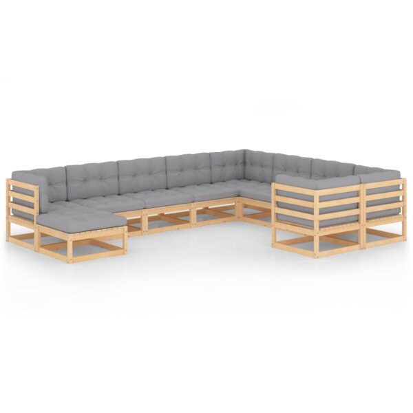 vidaXL 10-tlg. Garten-Lounge-Set mit Kissen Kiefer Massivholz