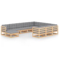 vidaXL 11-tlg. Garten-Lounge-Set mit Kissen Kiefer Massivholz