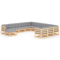 vidaXL 12-tlg. Garten-Lounge-Set mit Kissen Kiefer...