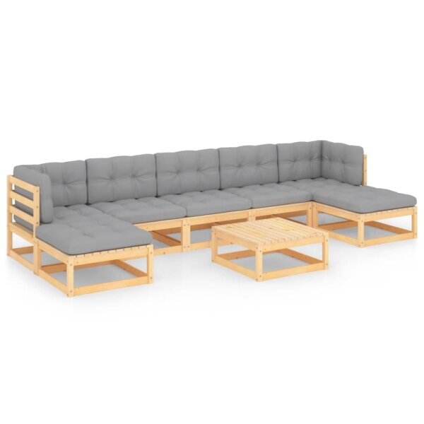 vidaXL 8-tlg. Garten-Lounge-Set mit Kissen Kiefer Massivholz