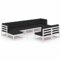 vidaXL 9-tlg. Garten-Lounge-Set mit Kissen Wei&szlig; Kiefer Massivholz