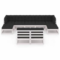 vidaXL 9-tlg. Garten-Lounge-Set mit Kissen Wei&szlig; Kiefer Massivholz