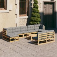 vidaXL 10-tlg. Garten-Lounge-Set mit Kissen Kiefer...