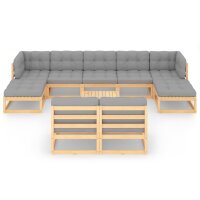 vidaXL 10-tlg. Garten-Lounge-Set mit Kissen Kiefer Massivholz