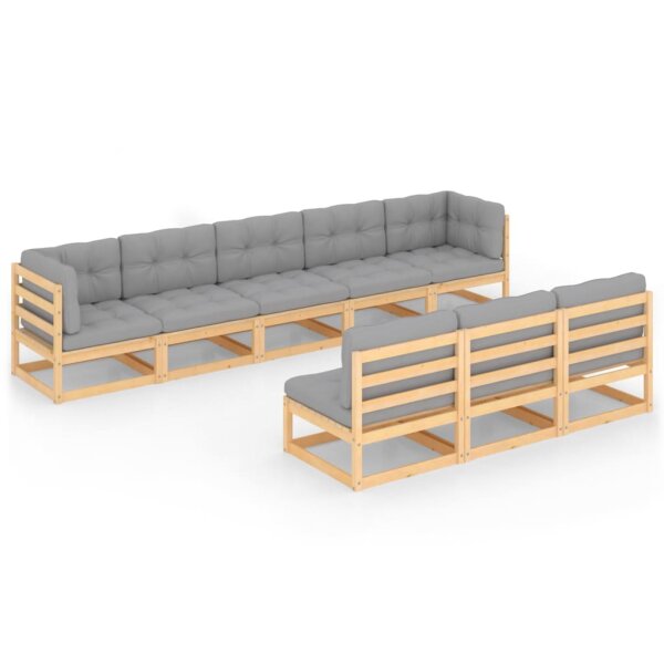 vidaXL 8-tlg. Garten-Lounge-Set mit Kissen Kiefer Massivholz