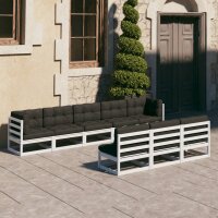 vidaXL 8-tlg. Garten-Lounge-Set mit Kissen Wei&szlig; Kiefer Massivholz