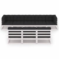 vidaXL 8-tlg. Garten-Lounge-Set mit Kissen Wei&szlig; Kiefer Massivholz