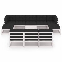 vidaXL 11-tlg. Garten-Lounge-Set mit Kissen Wei&szlig; Kiefer Massivholz