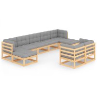 vidaXL 9-tlg. Garten-Lounge-Set mit Kissen Kiefer Massivholz