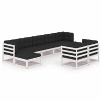 vidaXL 9-tlg. Garten-Lounge-Set mit Kissen Wei&szlig; Kiefer Massivholz