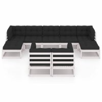 vidaXL 9-tlg. Garten-Lounge-Set mit Kissen Wei&szlig; Kiefer Massivholz