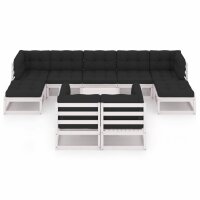 vidaXL 10-tlg. Garten-Lounge-Set mit Kissen Weiß...