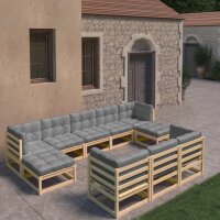 vidaXL 10-tlg. Garten-Lounge-Set mit Kissen Kiefer...