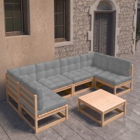 vidaXL 7-tlg. Garten-Lounge-Set mit Kissen Kiefer Massivholz