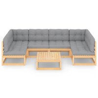 vidaXL 7-tlg. Garten-Lounge-Set mit Kissen Kiefer Massivholz