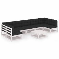 vidaXL 8-tlg. Garten-Lounge-Set mit Kissen Wei&szlig; Kiefer Massivholz