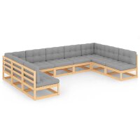 vidaXL 9-tlg. Garten-Lounge-Set mit Kissen Kiefer Massivholz