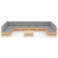 vidaXL 11-tlg. Garten-Lounge-Set mit Kissen Kiefer Massivholz