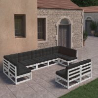 vidaXL 9-tlg. Garten-Lounge-Set mit Kissen Wei&szlig; Kiefer Massivholz