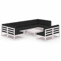 vidaXL 10-tlg. Garten-Lounge-Set mit Kissen Weiß...