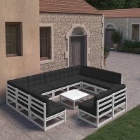 vidaXL 10-tlg. Garten-Lounge-Set mit Kissen Weiß...