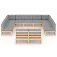 vidaXL 11-tlg. Garten-Lounge-Set mit Kissen Kiefer Massivholz