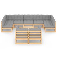 vidaXL 10-tlg. Garten-Lounge-Set mit Kissen Massivholz...