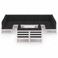 vidaXL 10-tlg. Garten-Lounge-Set mit Kissen Wei&szlig; Kiefer Massivholz