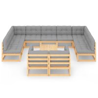 vidaXL 12-tlg. Garten-Lounge-Set mit Kissen Kiefer Massivholz