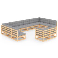 vidaXL 12-tlg. Garten-Lounge-Set mit Kissen Kiefer...