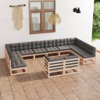 vidaXL 12-tlg. Garten-Lounge-Set mit Kissen Kiefer...