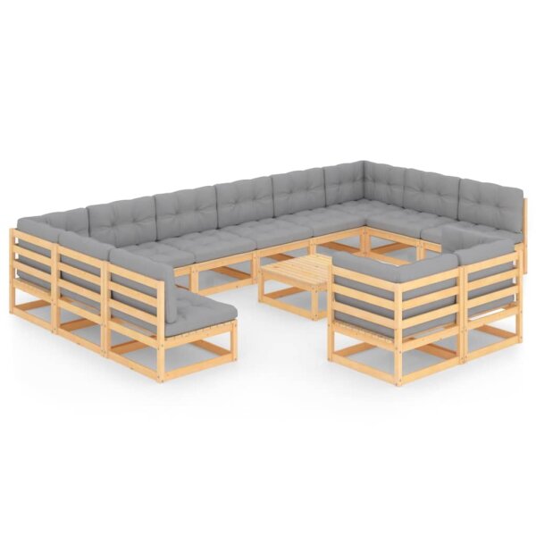 vidaXL 13-tlg. Garten-Lounge-Set mit Kissen Kiefer Massivholz