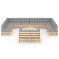 vidaXL 13-tlg. Garten-Lounge-Set mit Kissen Kiefer Massivholz