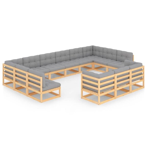 vidaXL 13-tlg. Garten-Lounge-Set mit Kissen Kiefer Massivholz